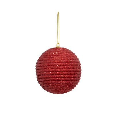 BOLA DECORADA VERMELHO C/3 - DIAM 8 CM (CE0230)