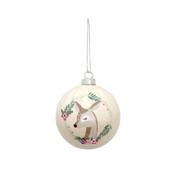 BOLA DECORADA VEADO C/3 - DIAM 8 CM (CE0263)