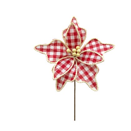 POINSETIA XADREZ VERMELHO E BRANCO X 8 - ALT 55 CM X DIAM 27 CM (CF0218)
