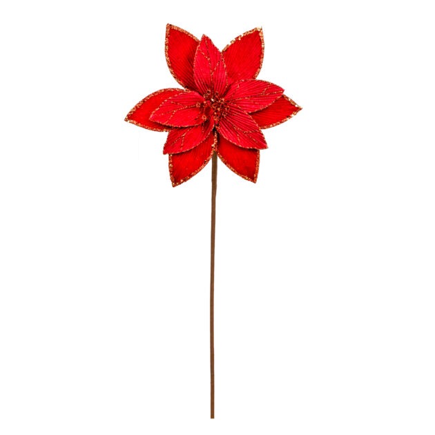 POINSETIA VELUDO VERMELHO COM GLITTER  X 11 - ALT 58 CM DIAM 25 CM (CF0681)