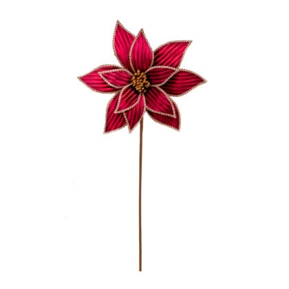 POINSETIA VELUDO MARSALA  X 12 -ALT 62 CM DIAM 34 CM (CF0683)