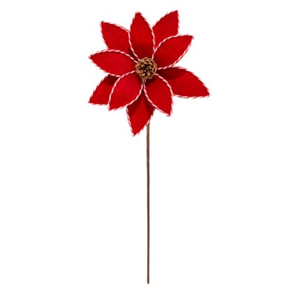 POINSETIA VELUDO VERMELHO BORDA LISTRADA - ALT 55 CM X DIAM 30 CM (CF0825)