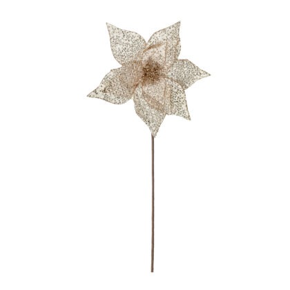 POINSETIA ROSE GOLD COM LANTEJOULA - ALT 60 CM X DIAM 30 CM (CF0695)