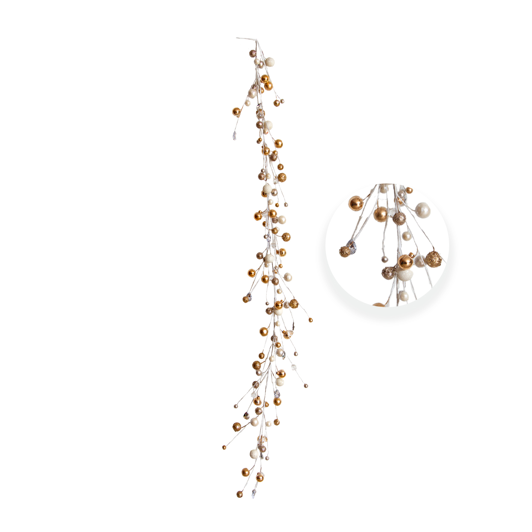 PENDENTE BOLINHAS CHAMPAGNE E CRISTAIS - ALT 1.40 M (CF1047)