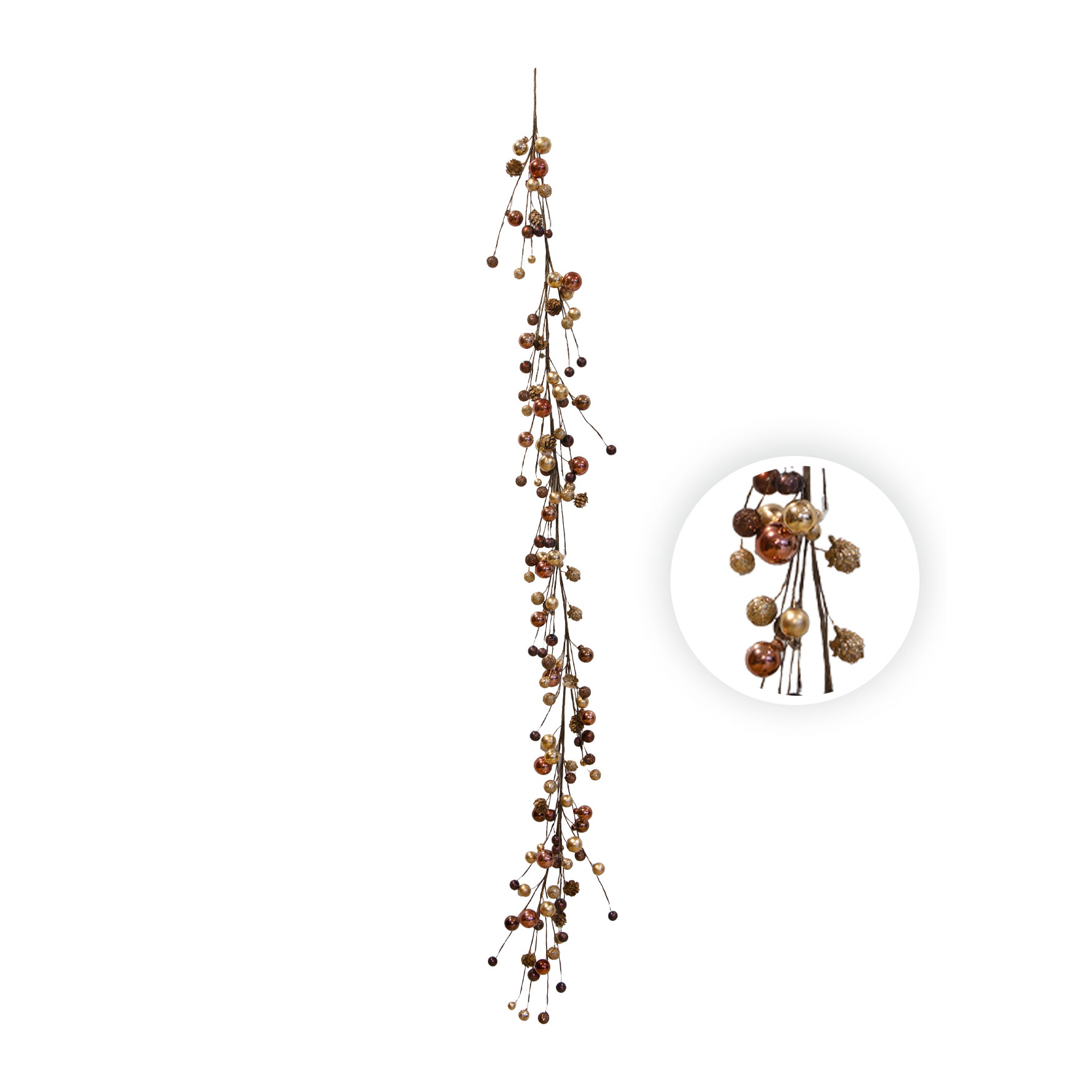 PENDENTE BOLINHAS ROSE GOLD COM PINHA - ALT 1.40 M (CF1049)