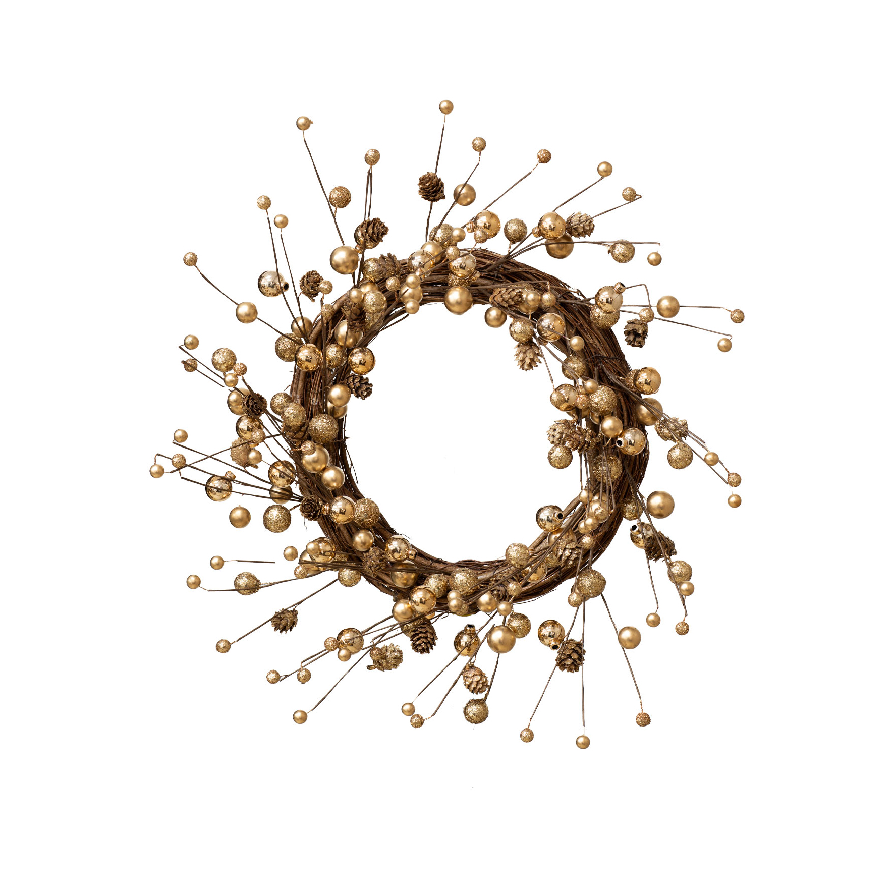 GUIRLANDA BOLINHAS DOURADA COM GLITTER - DIAM 30 CM (CF1054)