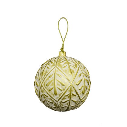 BOLA DECORADA DOURADO C/3 - DIAM 8 CM (CE0122)