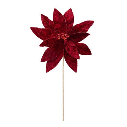 POINSETIA VELUDO VINHO COM BORDA DE BRILHO X 12 - ALT 65 CM X DIAM 30 CM (CF0318)