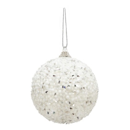 BOLA DECORADA BRANCO C/2 - DIAM 10 CM (CE0105)