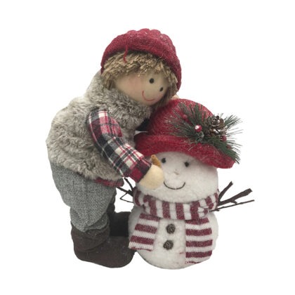 MENINO XADREZ COM BONECA DE NEVE - ALT 35 CM X LARG 30 CM (CL0294)