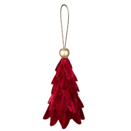 PENDENTE PINHEIRO VELUDO VERMELHO - ALT 13 CM (CA0196)