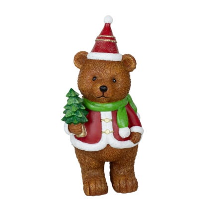 URSO RESINA COM PINHEIRO - ALT 24 CM (CA0293)