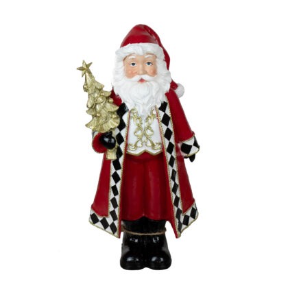 PAPAI NOEL COM PINHEIRO DOURADO RESINA - ALT 33 CM (CA0304)