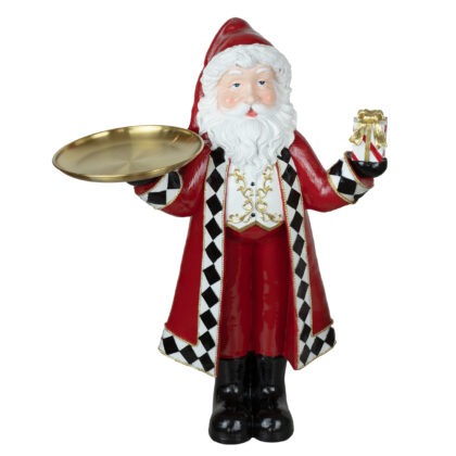 PAPAI NOEL COM BANDEJA E PRESENTE RESINA - ALT 50 CM (CA0307)