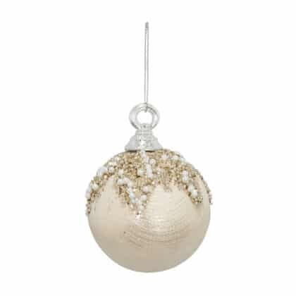 BOLA DECORADA PEROLA COM GLITER C/2 - DIAM 10 CM (CE0215)