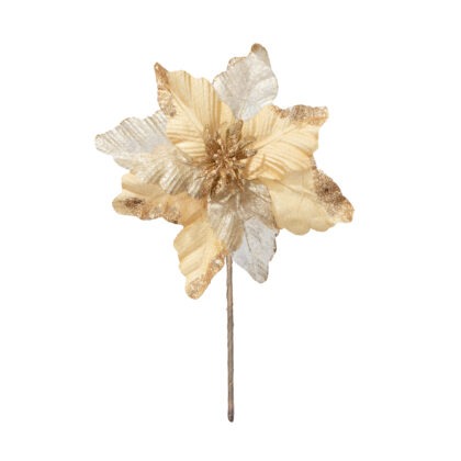 POINSETIA CHAMPAGNE COM GLITTER - ALT 33 CM X DIAM 24 CM (CF0806)