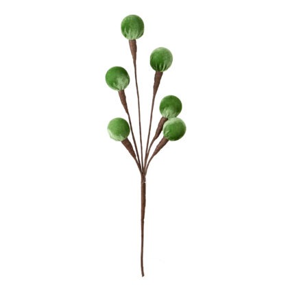 HASTE BOLINHAS VELUDO VERDE X 6 - ALT 45 CM (CF1078)