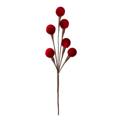 HASTE BOLINHAS VELUDO VERMELHO X 6 - ALT 45 CM (CF1079)