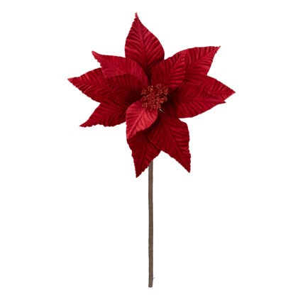 POINSETIA VELUDO VERMELHO X 12 - ALT 35 X DIAM 27 CM (CF1087)