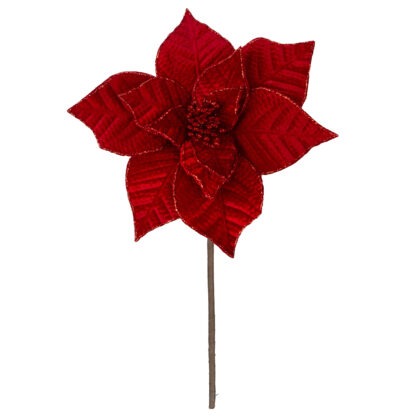 POINSETIA VERMELHO COM GLITTER  X 12 - ALT 35 X DIAM 27 CM (CF1088)