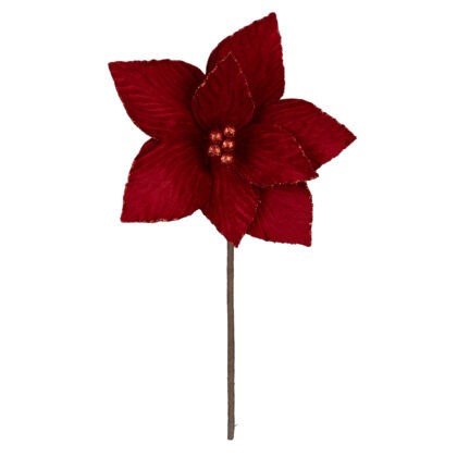 POINSETIA VELUDO VERMELHO COM GLITTER X 8 - ALT 30 X DIAM 20 CM (CF1092)