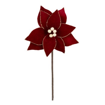 POINSETIA VERMELHO COM BORDA BEGE X 10 - ALT 20 X DIAM 18 CM (CF1097)