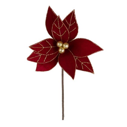 POINSETIA VERMELHO COM GLITTER X 9 - ALT 40 X DIAM 30 CM (CF1098)