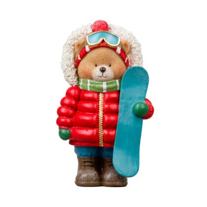 URSO RESINA COM SNOWBOARD - ALT 18 CM (CA0331)
