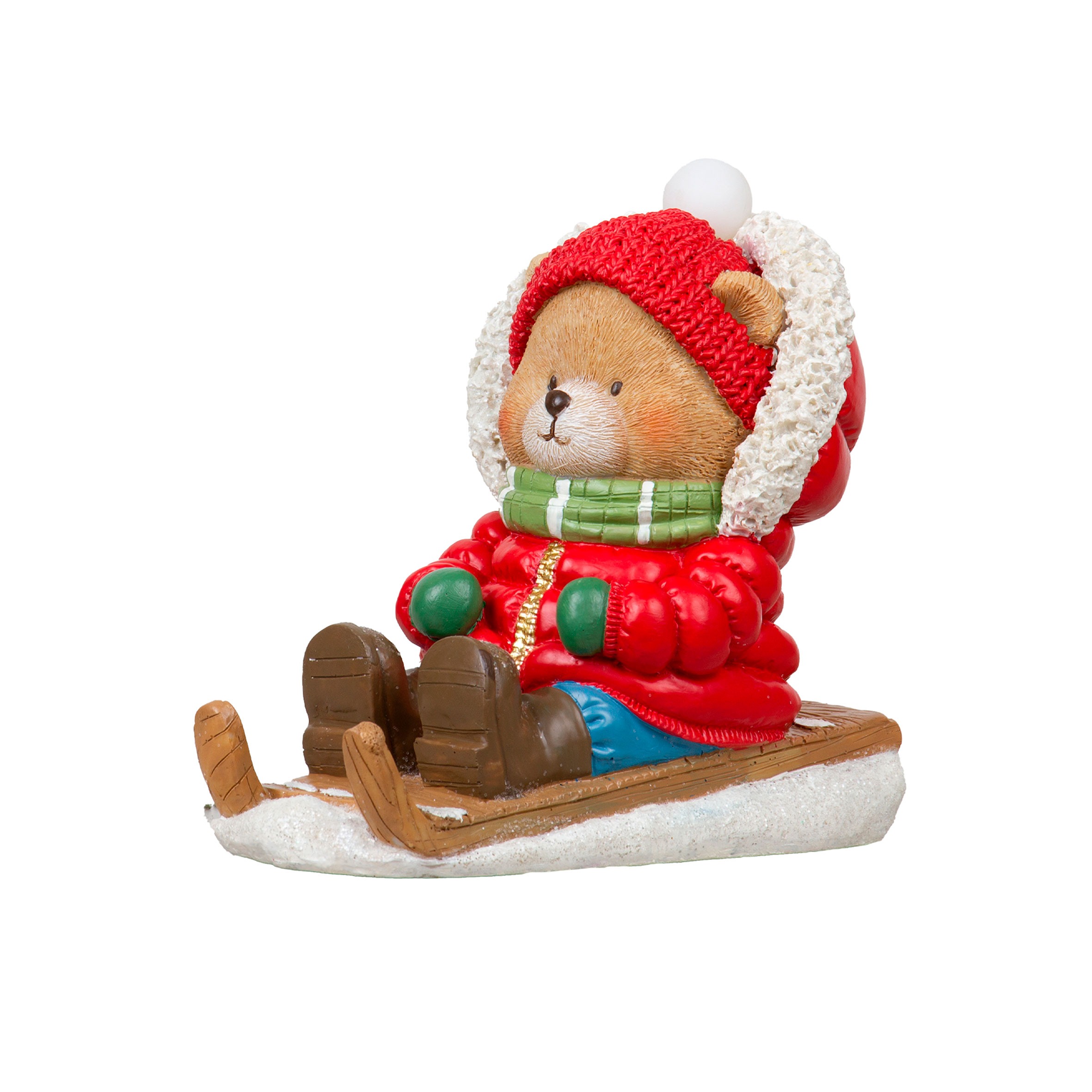 URSO RESINA TRENO COM LED - ALT 14 CM (CA0332)