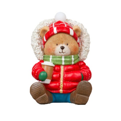 URSO RESINA COFFEE COM LED - ALT 13 CM (CA0334)