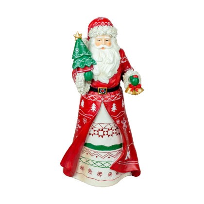 PAPAI NOEL RESINA COM PINHEIRO E SINO - ALT 35 CM (CA0336)