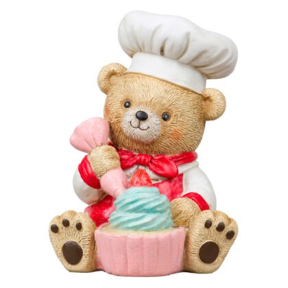 URSO RESINA CONFEITEIRO SENTADO - ALT 16 CM (CA0338)
