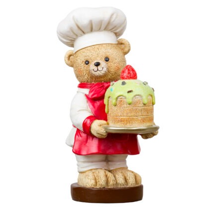 URSO RESINA COM BOLO E LED - ALT 20 CM (CA0339)