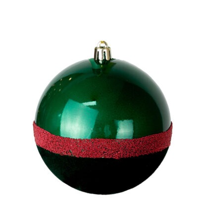 BOLA VERDE COM VELUDO C/ 3 - DIAM 10 CM (CE0474)