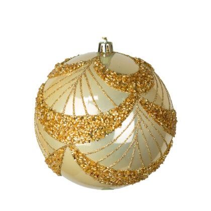 BOLA DOURADA COM PINTURA C/2 - DIAM 12 CM (CE0482)