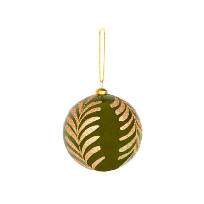BOLA VERDE COM FOLHAGEM C/ 2 - DIAM 10 CM (CE0501)
