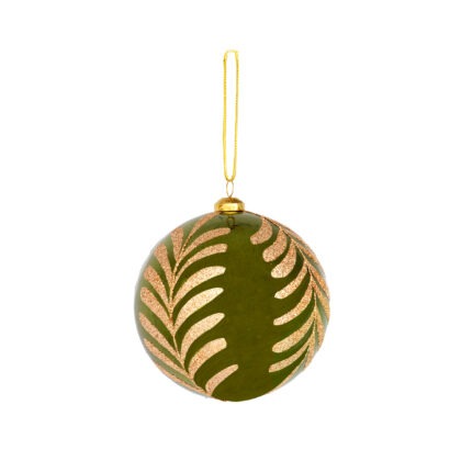 BOLA VERDE COM FOLHAGEM C/ 1 - DIAM 15 CM (CE0502)