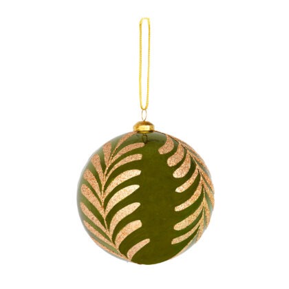 BOLA VERDE COM FOLHAGEM C/ 1 - DIAM 20 CM (CE0503)