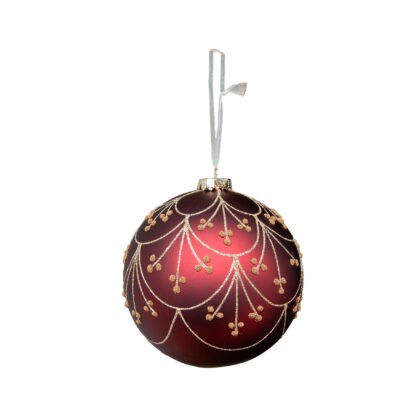 BOLA BORDO COM FOLHAGEM C/ 2 - DIAM 10 CM (CE0506)