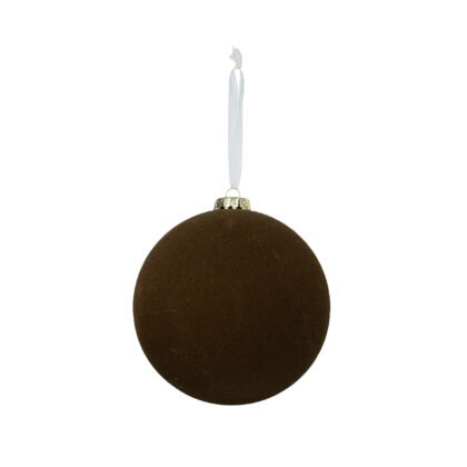 BOLA MARROM VELUDO C/ 2 - DIAM 10 CM (CE0526)