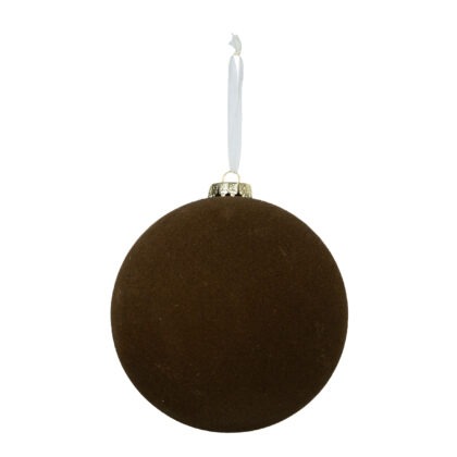 BOLA MARROM VELUDO C/ 1 - DIAM 15 CM (CE0527)