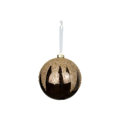 BOLA MARROM COM GLITTER C/ 2 - DIAM 10 CM (CE0533)