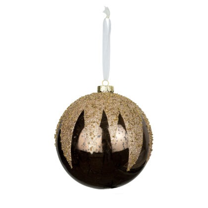 BOLA MARROM COM GLITTER C/ 1 - DIAM 15 CM (CE0534)