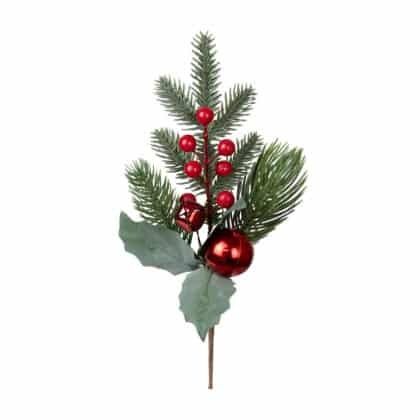 HASTE NATALINA COM BERRY E GUIZO - ALT 30 CM (CF0738)