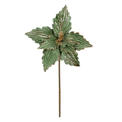POINSETIA VELUDO MENTA COM GLITTER X 10 - ALT 42 CM X  DIAM 25 CM (CF0967)