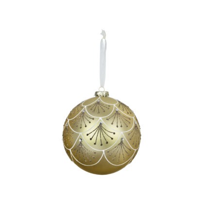 BOLA DOURADA DECORADA C/ 2 - DIAM 10 CM (CE0582)