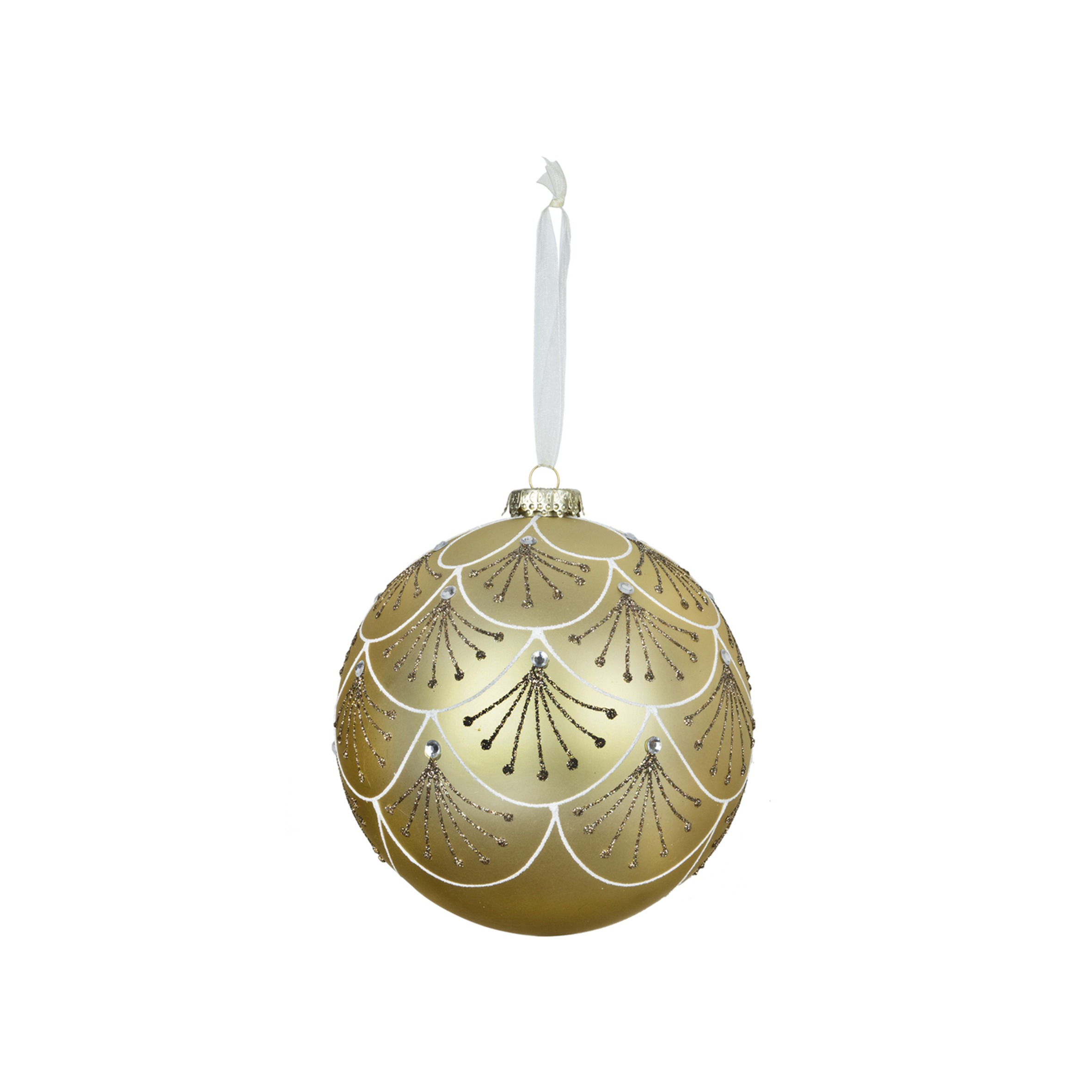 BOLA DOURADA DECORADA C/ 2 - DIAM 10 CM (CE0582)