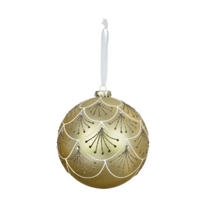 BOLA DOURADA DECORADA C/ 1 - DIAM 15 CM (CE0583)