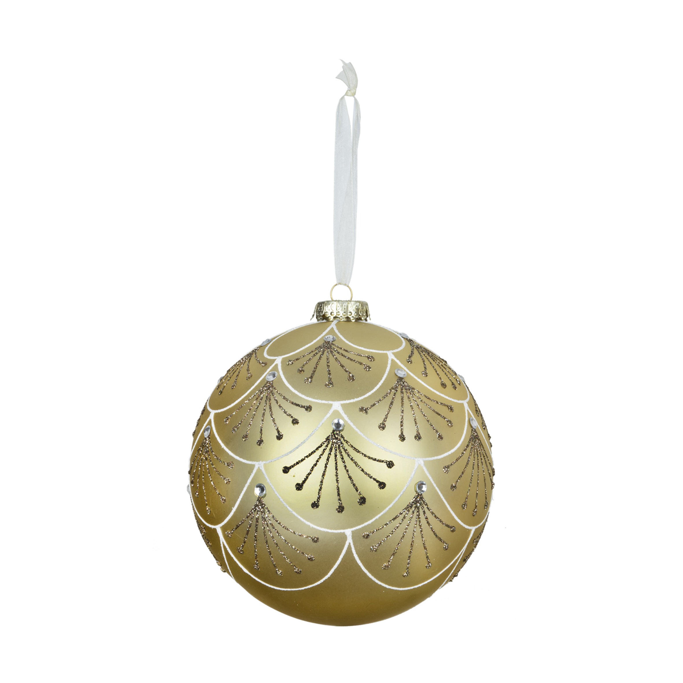 BOLA DOURADA DECORADA C/ 1 - DIAM 15 CM (CE0583)