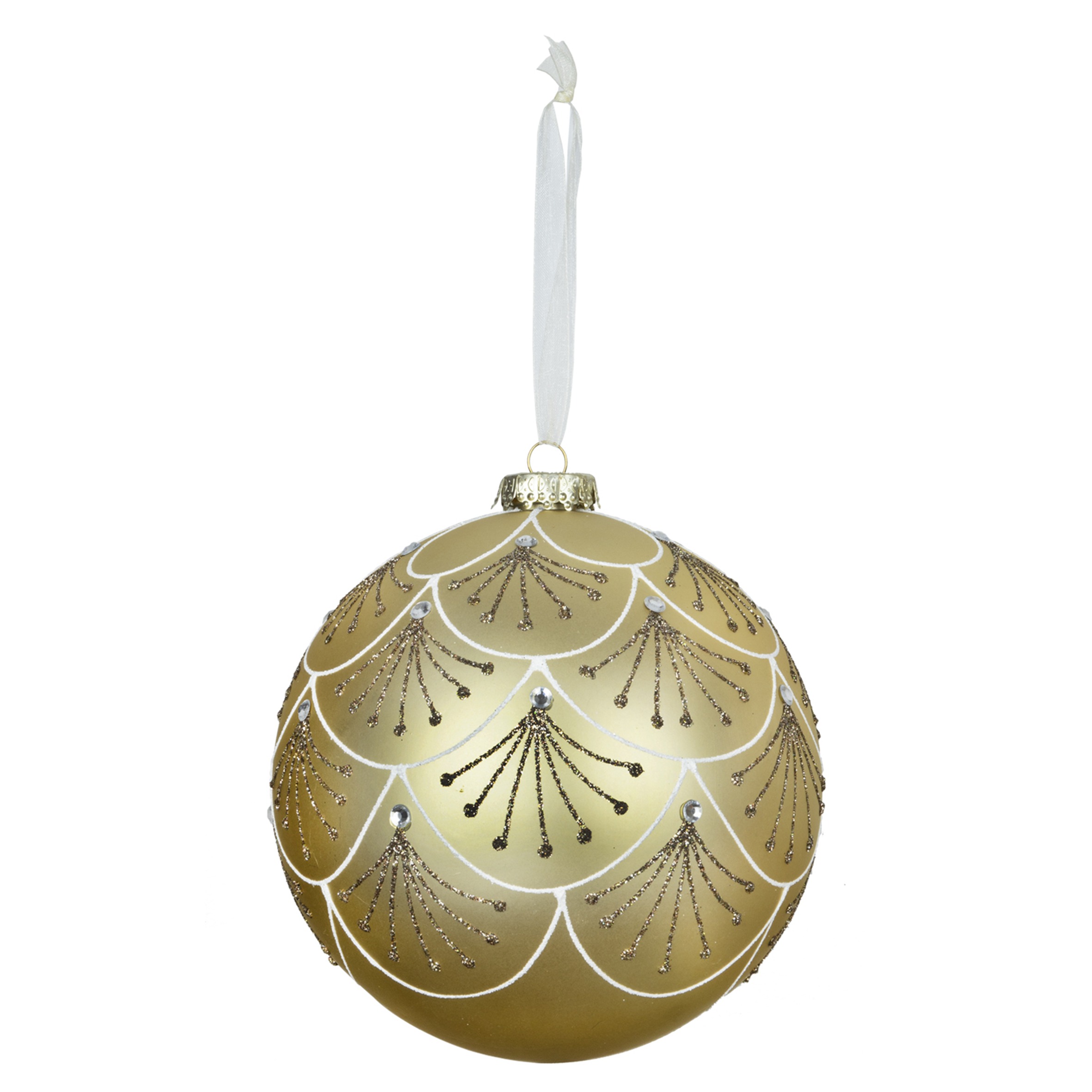 BOLA DOURADA DECORADA C/ 1 - DIAM 20 CM (CE0584)